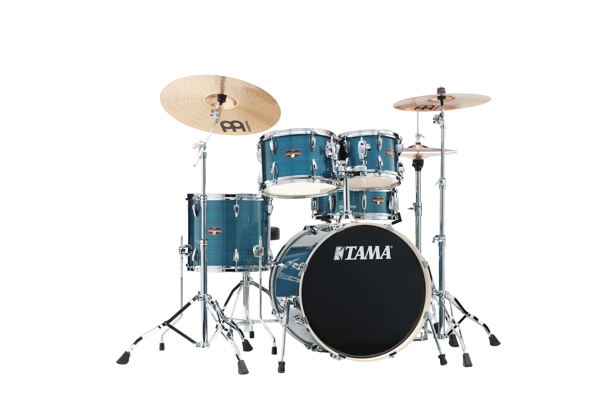 IP50H6W-HLB Imperialstar Drum Set 5 teilig - Hairline Blue/Chrom HW + MEINL Cymbals HCS Cymbal Kit/Stage Master Double-Braced Hardware Kit