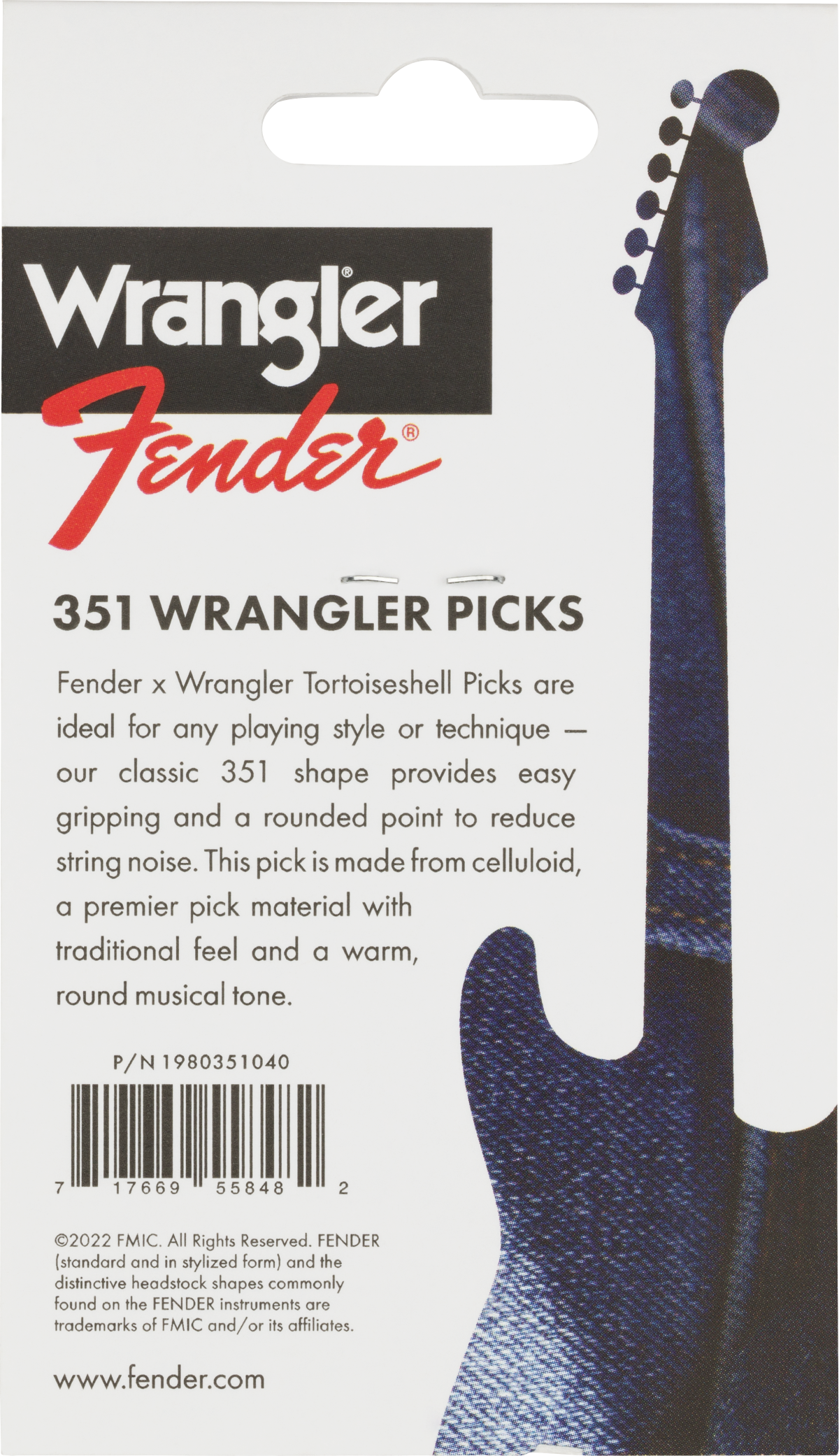 Fender and Wrangler Picks 351 Shape, Tortoiseshell, (8)