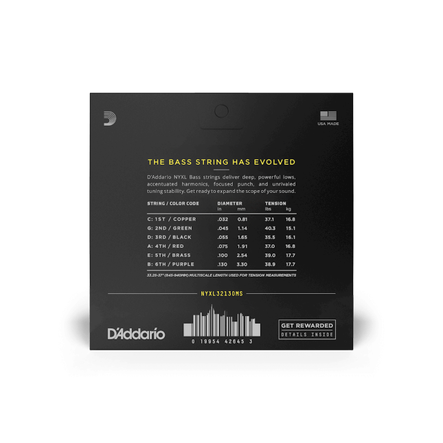 NYXL32130MS 32-130 Regular Light 6-String, Multi-Scale, NYXL Saiten für Bassgitarre