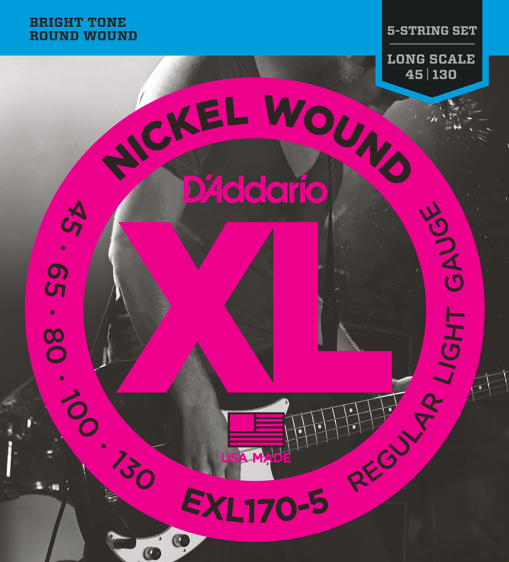 EXL170-5 nickel round wound 5-string long, 045.065.080.100.130