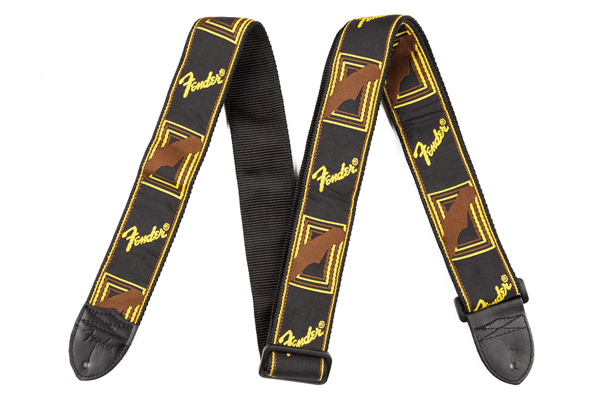 2" Monogrammed Strap, Black/Yellow/Brown