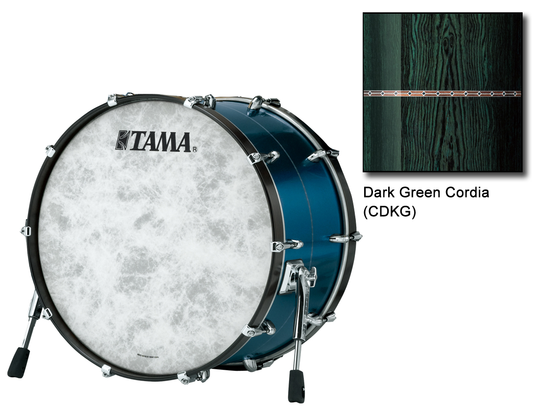 Star Bubinga Bassdrum 22"x16" CDKG Dark Green Cordia