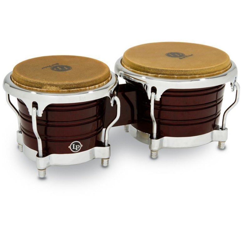 LP201AX-2DW Bongo Generation II Dark Wood Bongos, Comfort Curve® II Rims, Dark Wood, Chrome