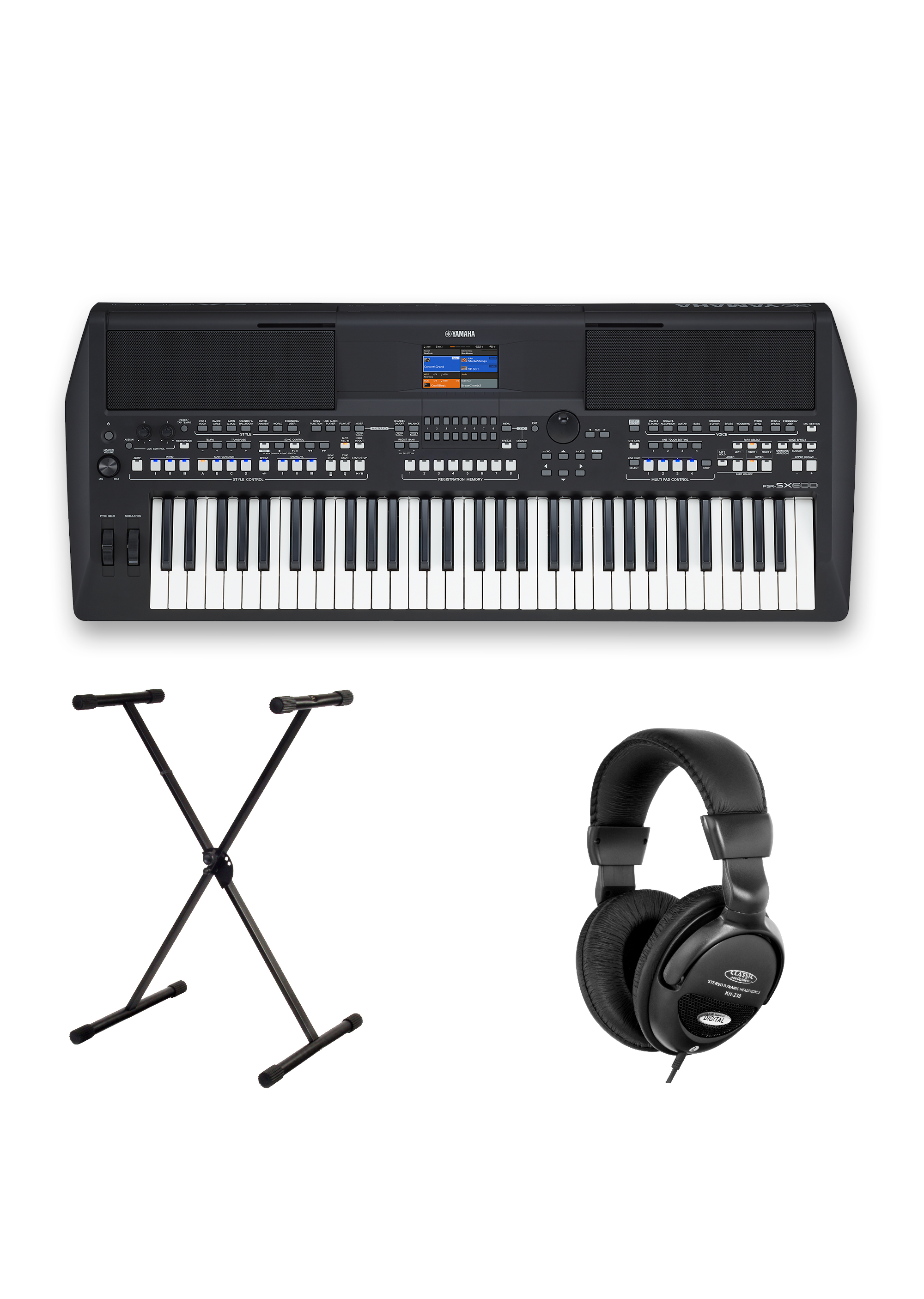 PSR-SX600 Keyboard Set + Kopfhörer und Stativ