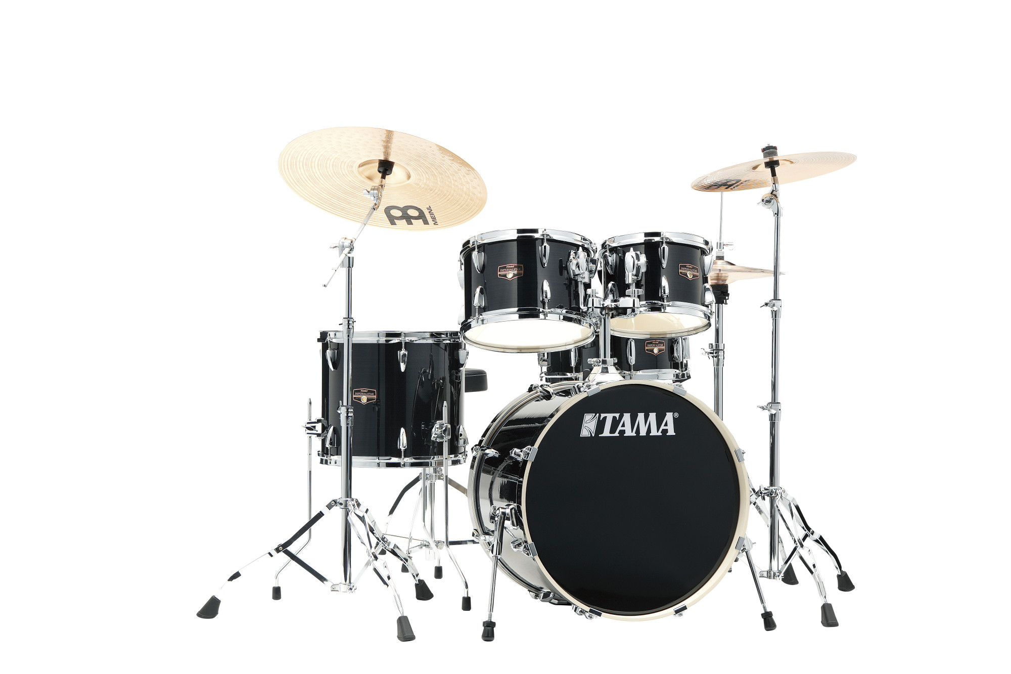IP50H6W-HBK Imperialstar Drum Set 5 teilig - Hairline Black/Chrom HW + MEINL Cymbals HCS Cymbal Kit/Stage Master Double-Braced Hardware Kit