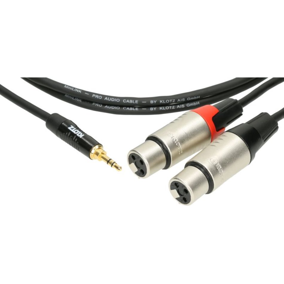 PRO Y-Kabel 1,8m Mini Jack 3p - 2x XLR female