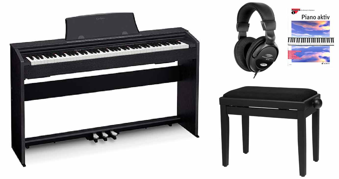 PX-770 BK Privia Schwarz SET inkl. Pianobank, Kopfhörer und Schule