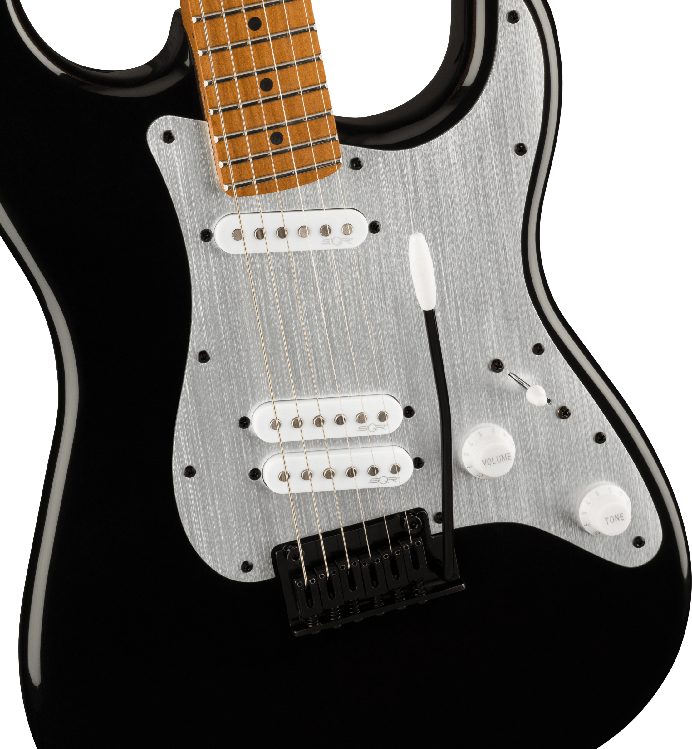 Contemporary Stratocaster Special Roasted Maple Fingerboard, Silver Anodized Pickguard, Black