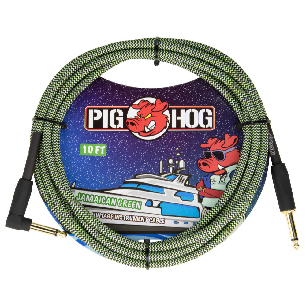 „Jamaican Green“ Instrument Cable, 3m/10ft Winkelstecker