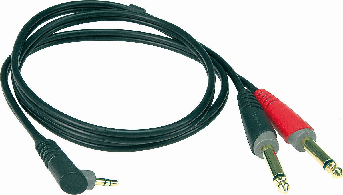 Y-Kabel Miniklinke gewinkelt - 2x Klinke 6,35mm 2m