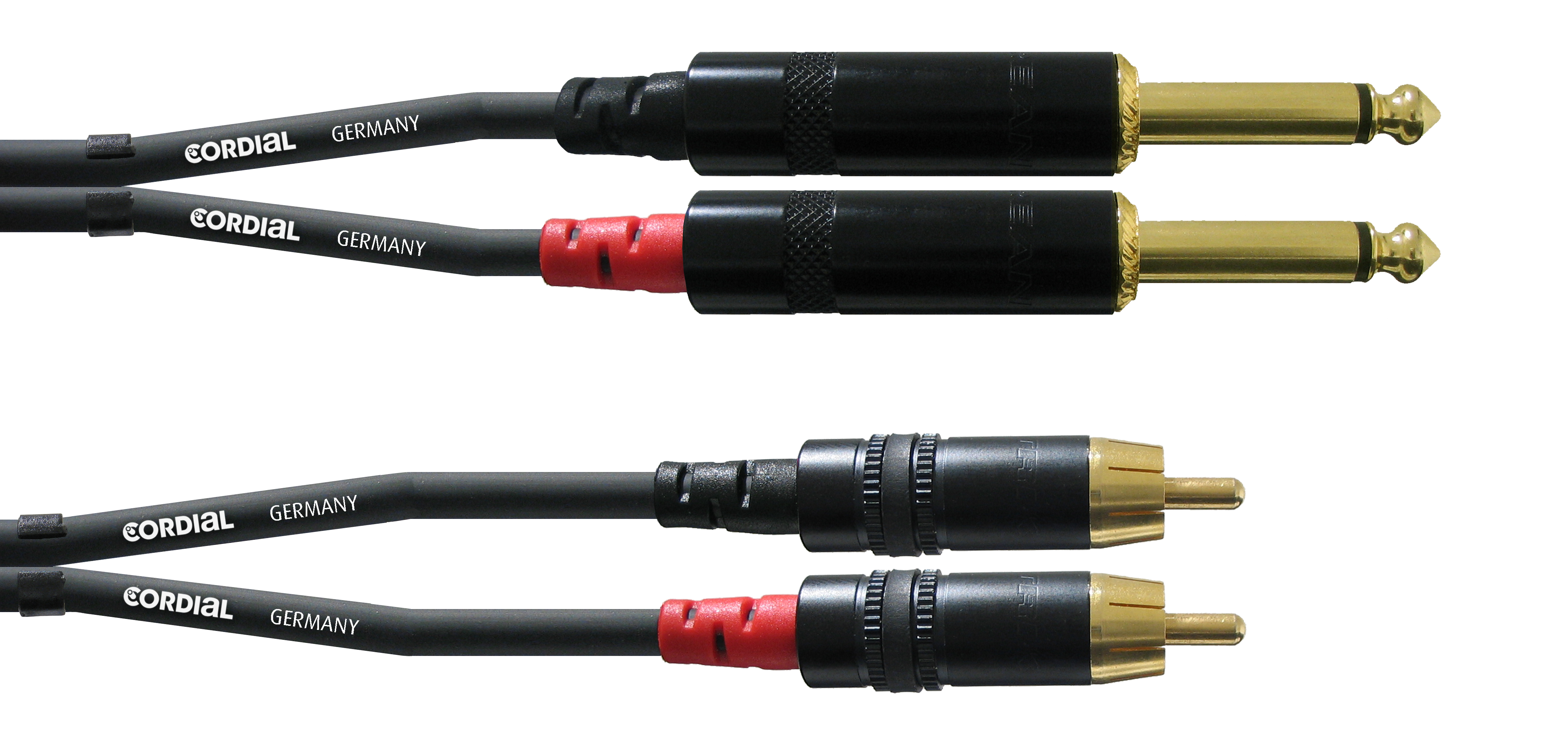 CFU 3 PC 2x Cinch/RCA gold/2x Klinke 6.3mm mono gold