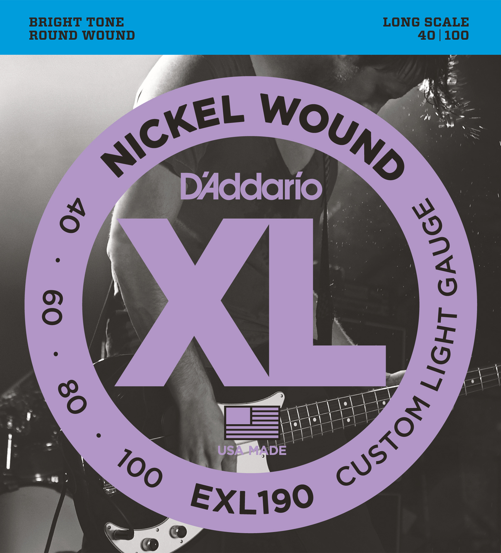 EXL190 nickel round wound long scale, 040.060.080.100