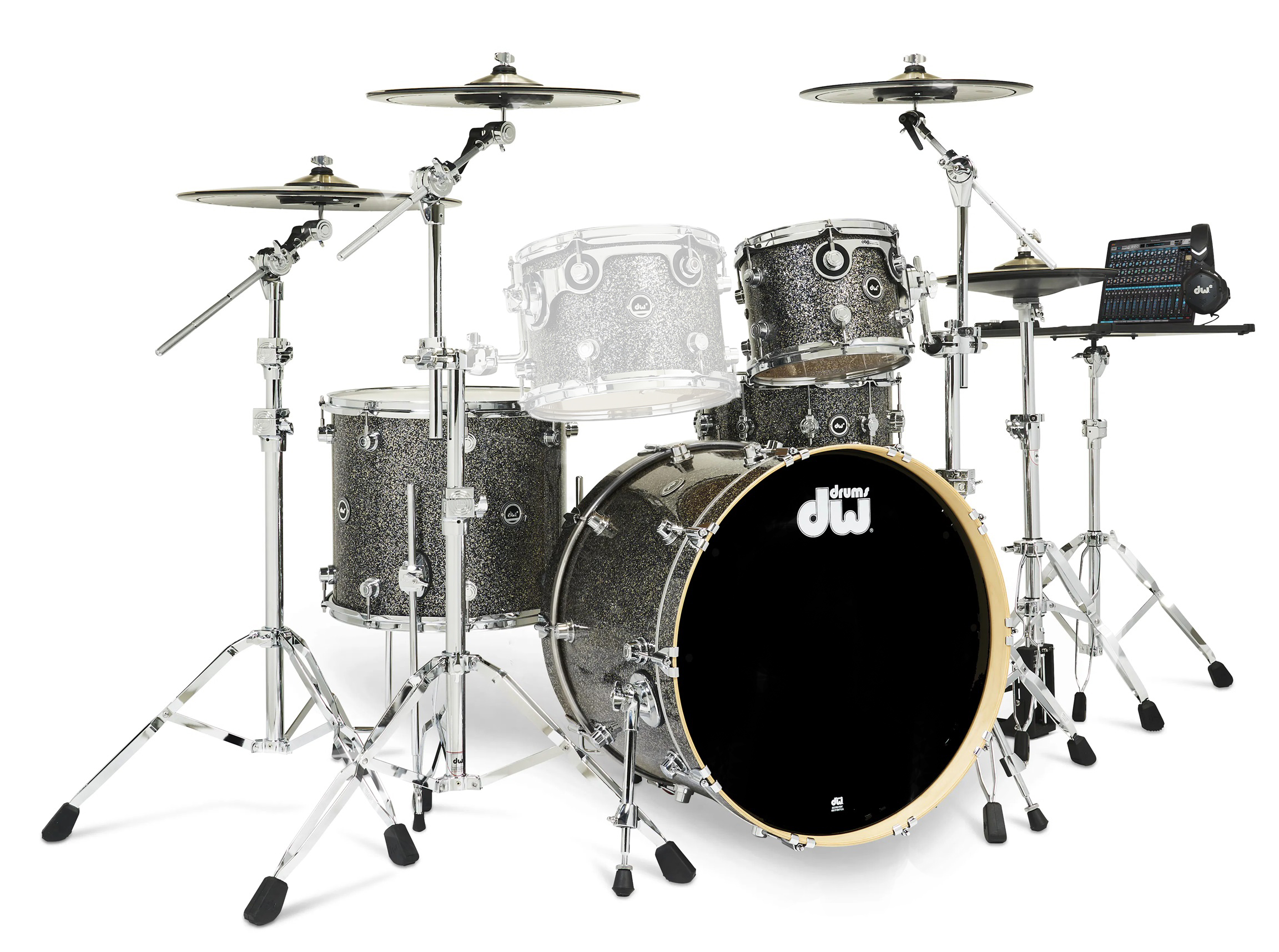 DWe 4-tlg Set/4-tlg Becken Set/6-tlg Hardware Black Galaxy / White Marine Pearl DWe 4-tlg Set/4-tlg Becken Set/6-tlg Hardware Black Galaxy / White Marine Pearl