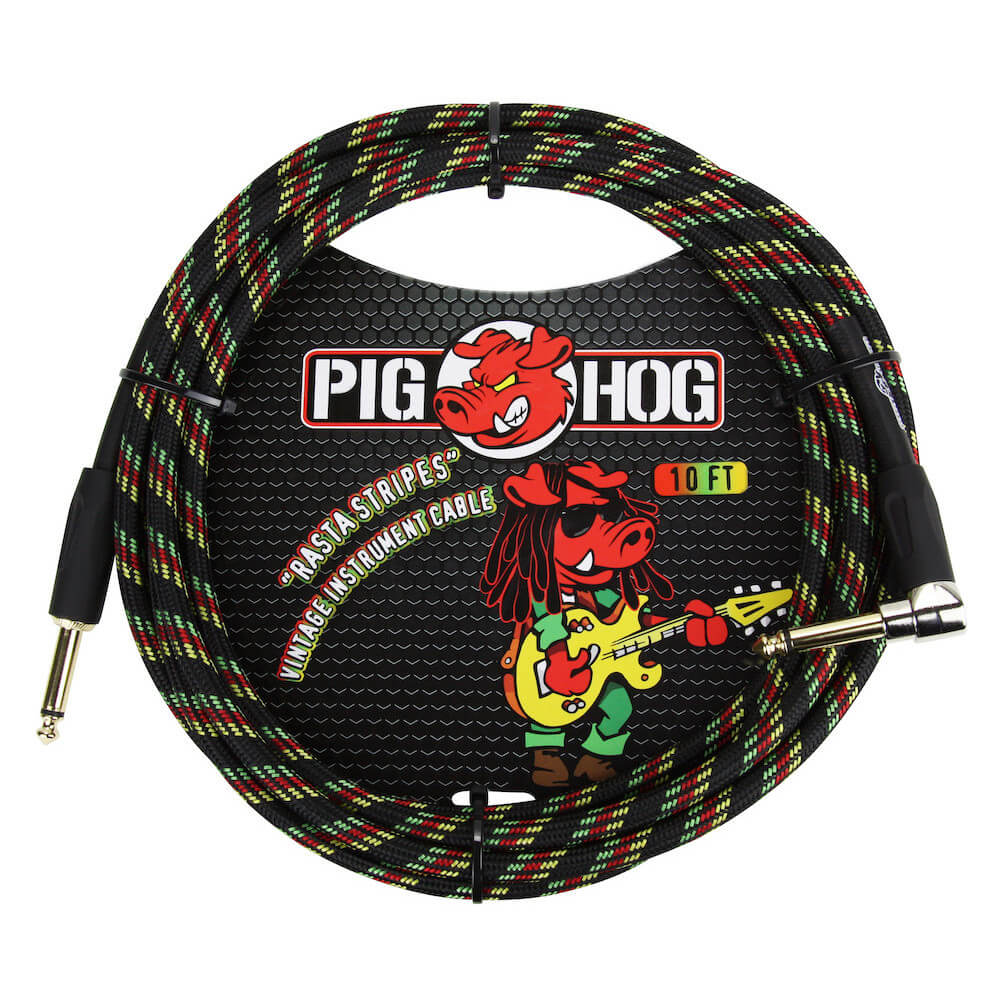 Rasta Stripes Instrument Cable 3m Winkel