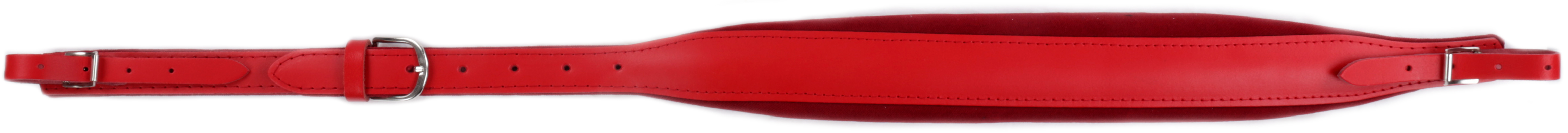 Akkordeon Trageriemen  Rindleder rot Rindleder und Samtpolster rot 7,5 cm breit.