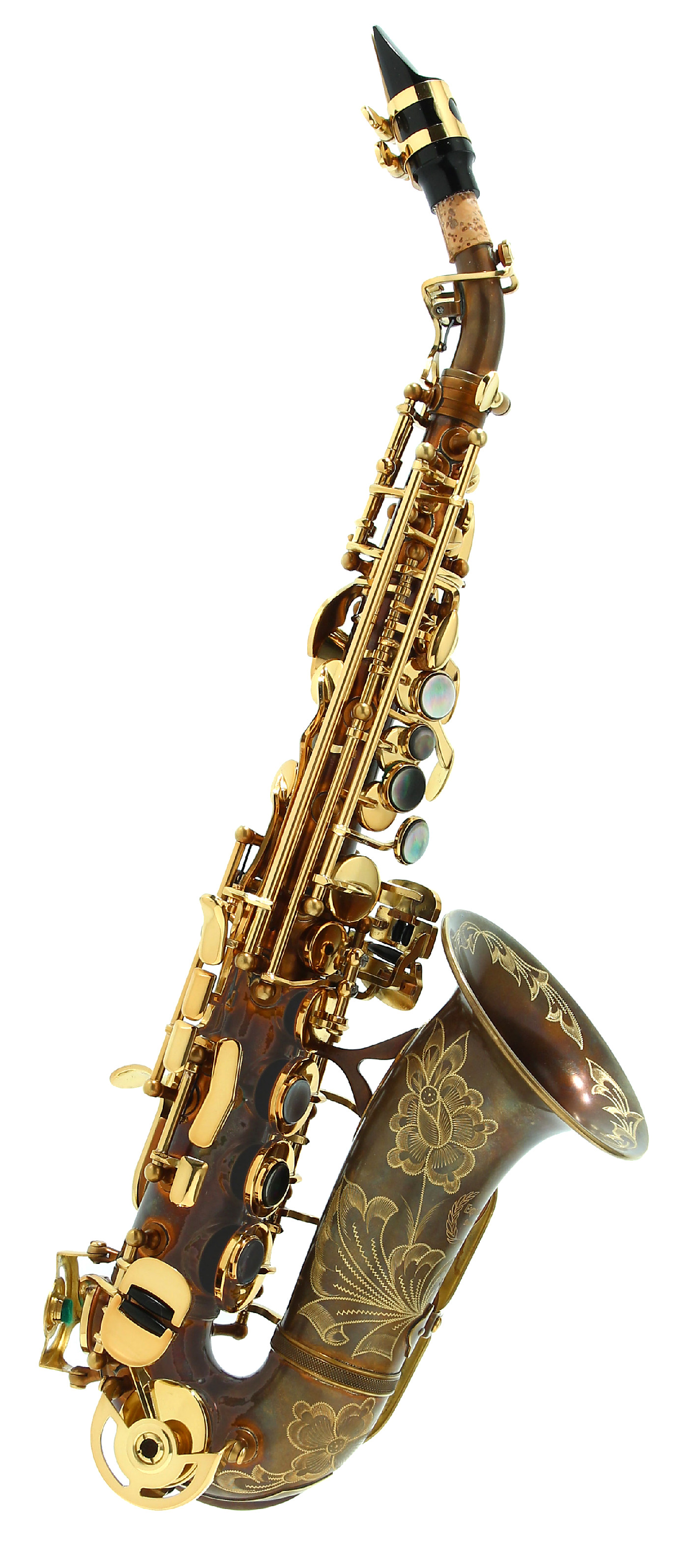 X-Old Classic Sopransaxophon gebogen goldlackierte Mechanik