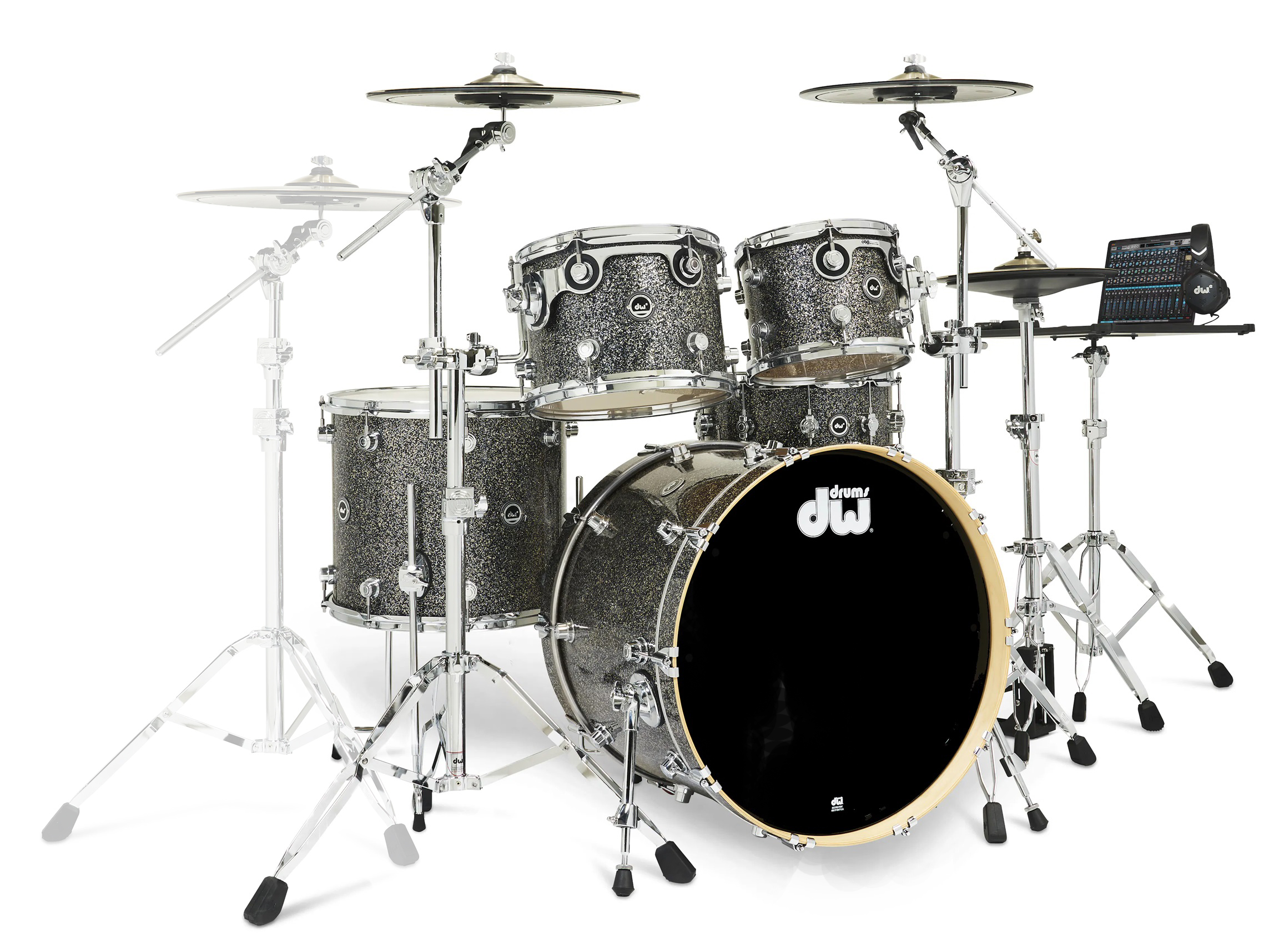 DWe 5-tlg Set/3-tlg Becken Set/5-tlg Hardware Black Galaxy / White Marine Pearl DWe 5-tlg Set/3-tlg Becken Set/5-tlg Hardware Black Galaxy / White Marine Pearl