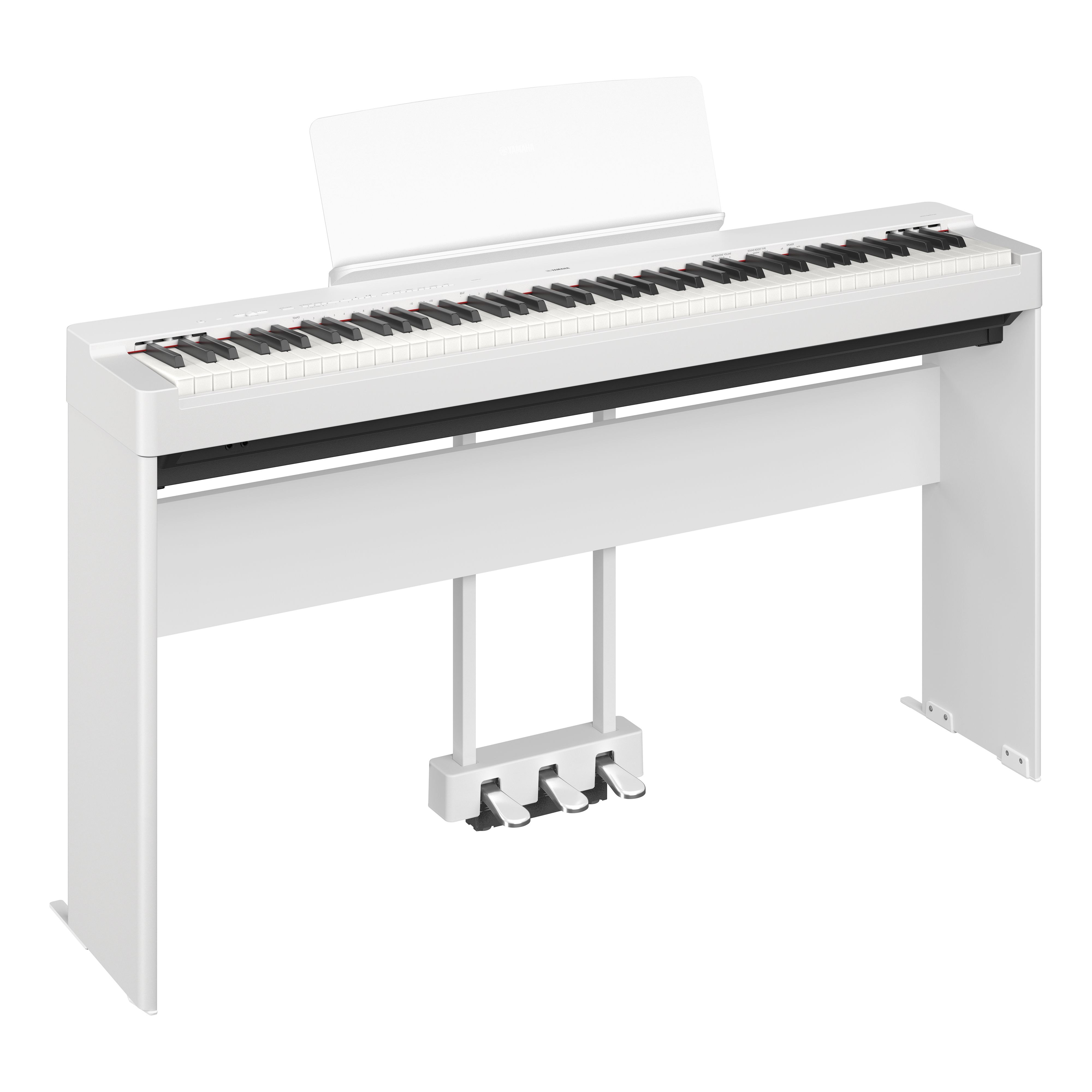 P-225 WH Set mit Holzstativ, 3fach Pedal, Klavierbank Stagepiano in weiss