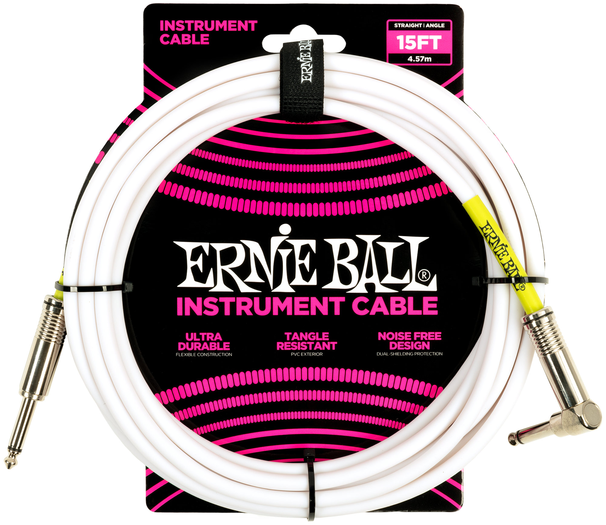 Instrumentenkabel gerade/gewinkelt weiß 4,57m