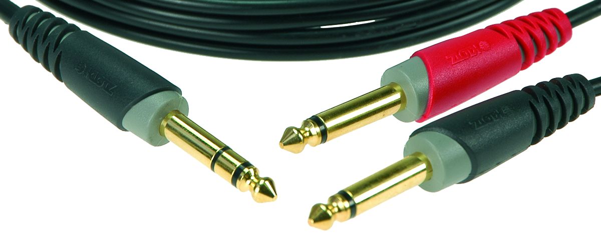 Audio Adapter Insertkabel 1 m 1x Stereoklinke - 2x Monoklinke 6,3mm