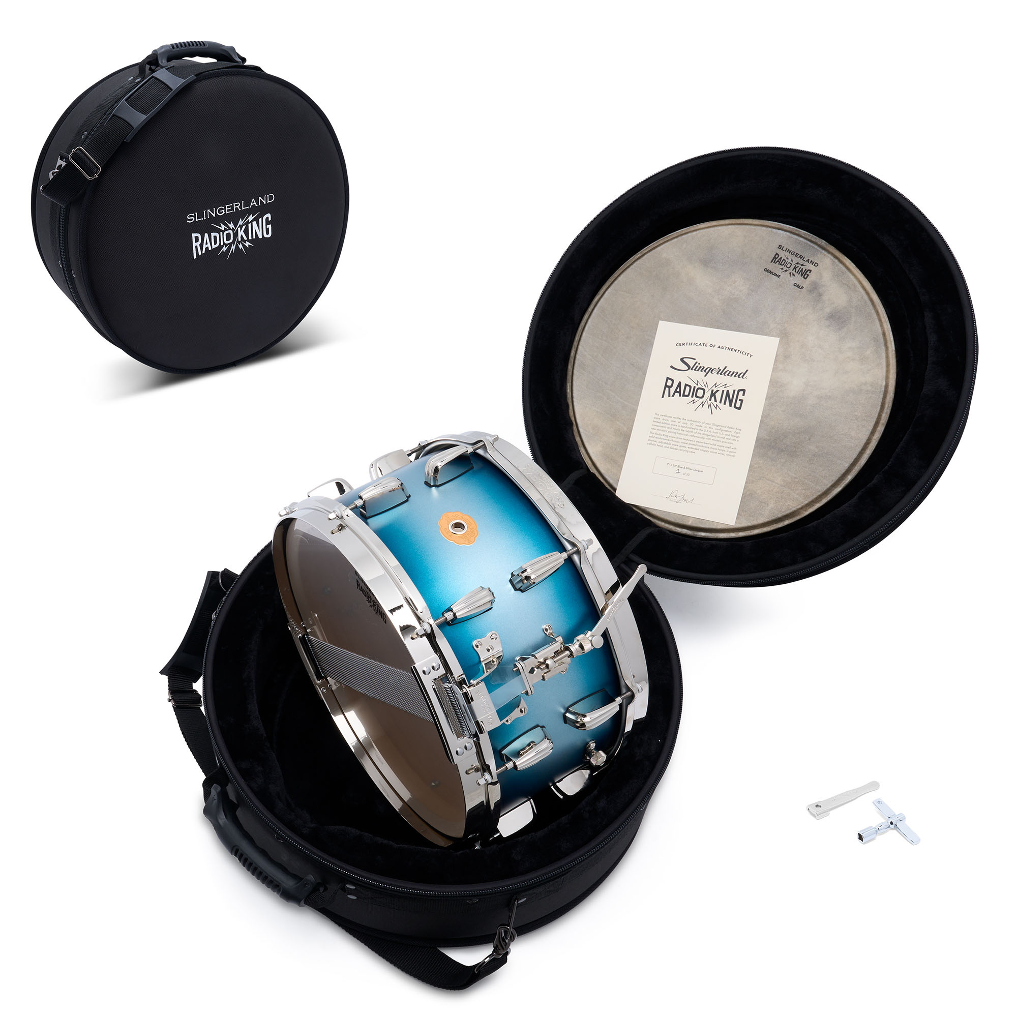 Radio King Limited Edition Snare 14"x7" Blue & Silver Lacquer