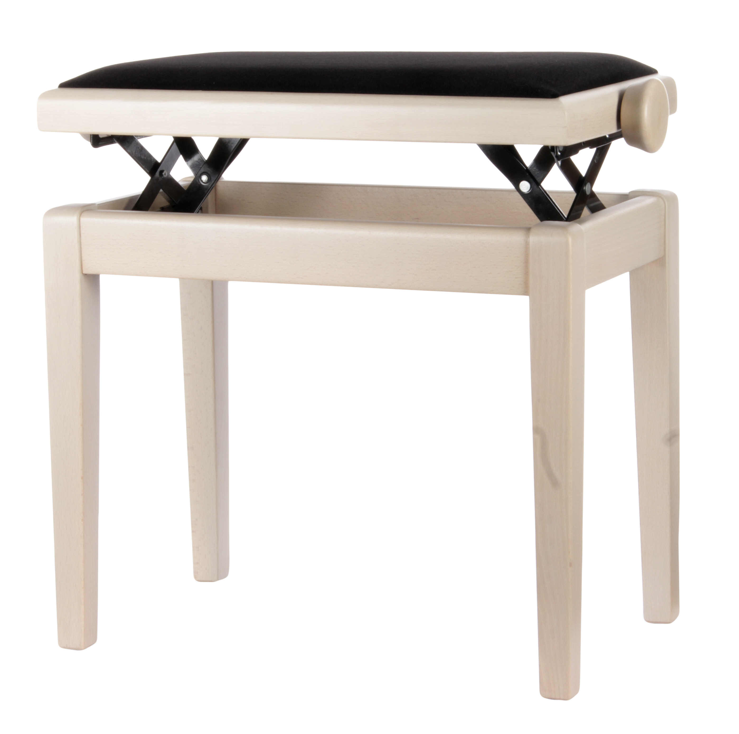 Mod. 044 Holzrand-Klavierbank ohne Polster Buche Decklack weiss matt Mod. 044 Holzrand-Klavierbank ohne Polster Buche Decklack weiss matt