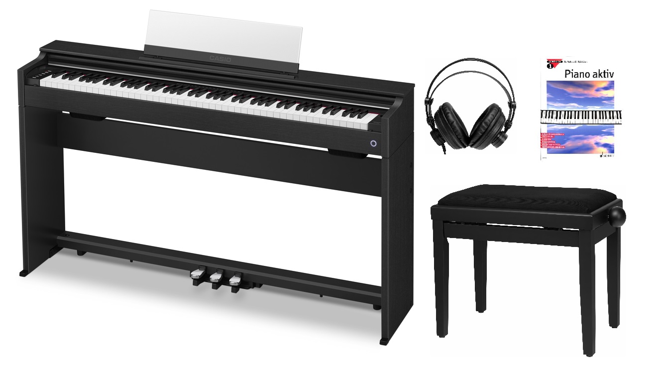 AP-S200 BK Set mit Klavierbank, Kopfhörer, Notenheft schwarz