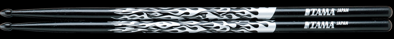 Rhythmic Fire Drumsticks 5A-F-BS - Black, Silver Pattern