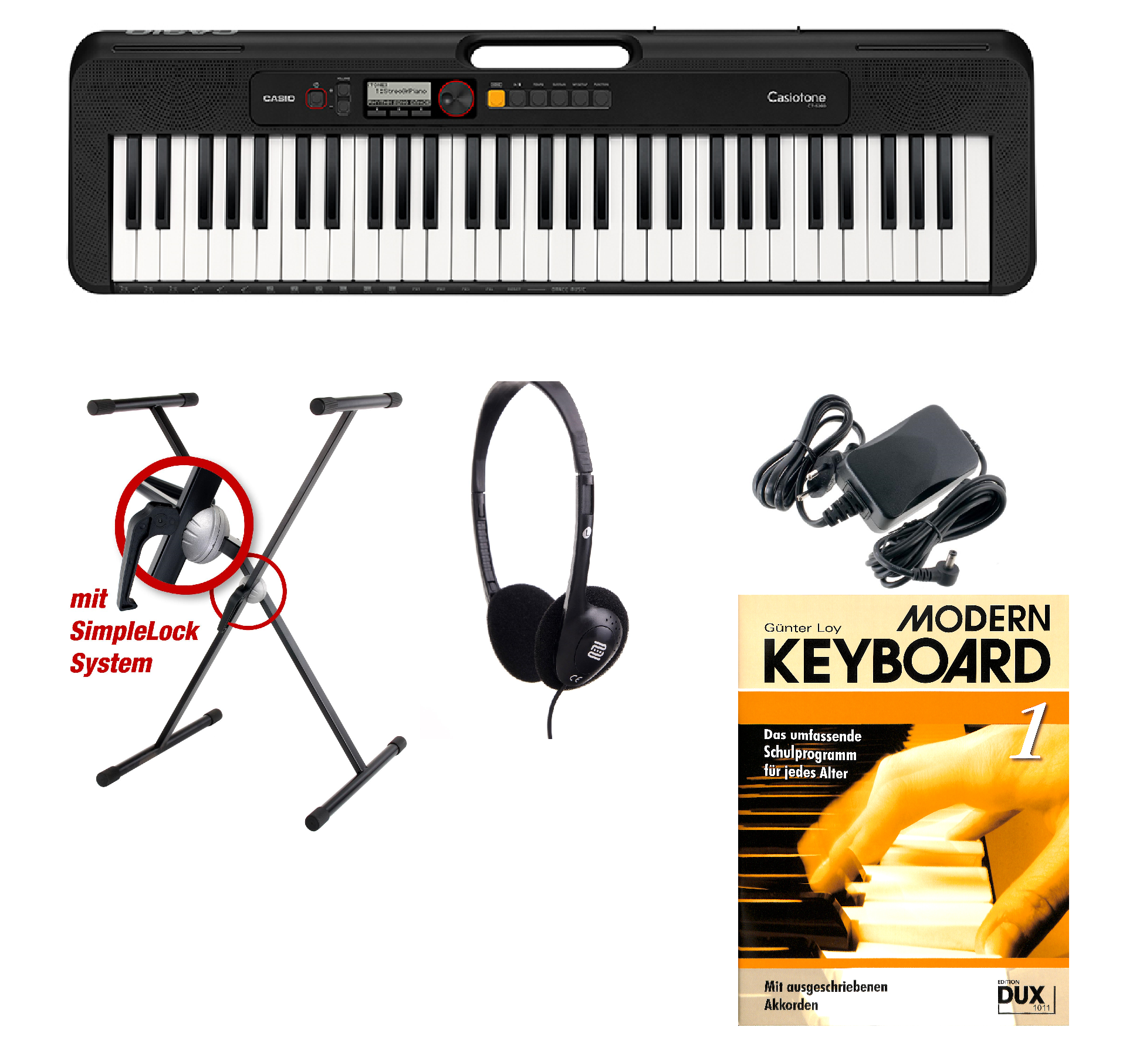 CT-S200 BK Set inkl. Stativ, Kopfhörer, Keyboardschule, original Netzteil Farbe schwarz