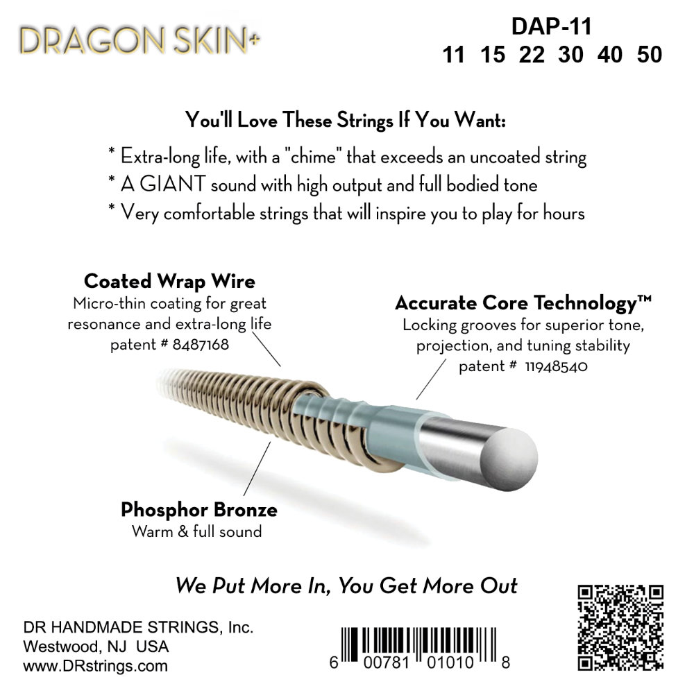 DRAGON SKIN+ Custom light Phospor Bronze 11-50