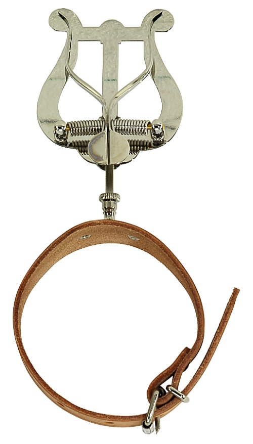 Marschgabel Querflöte Lederband, kleine Lyra