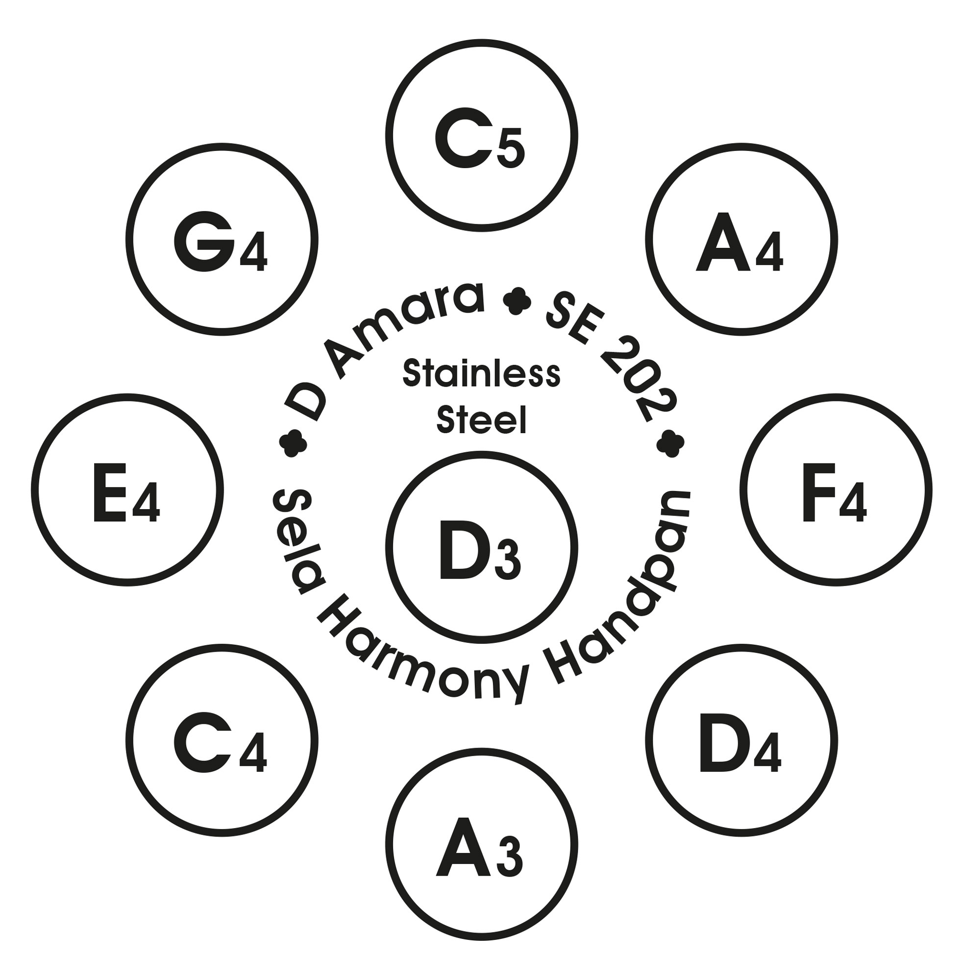SE 202 Harmony Handpan D Amara Stainless Steel