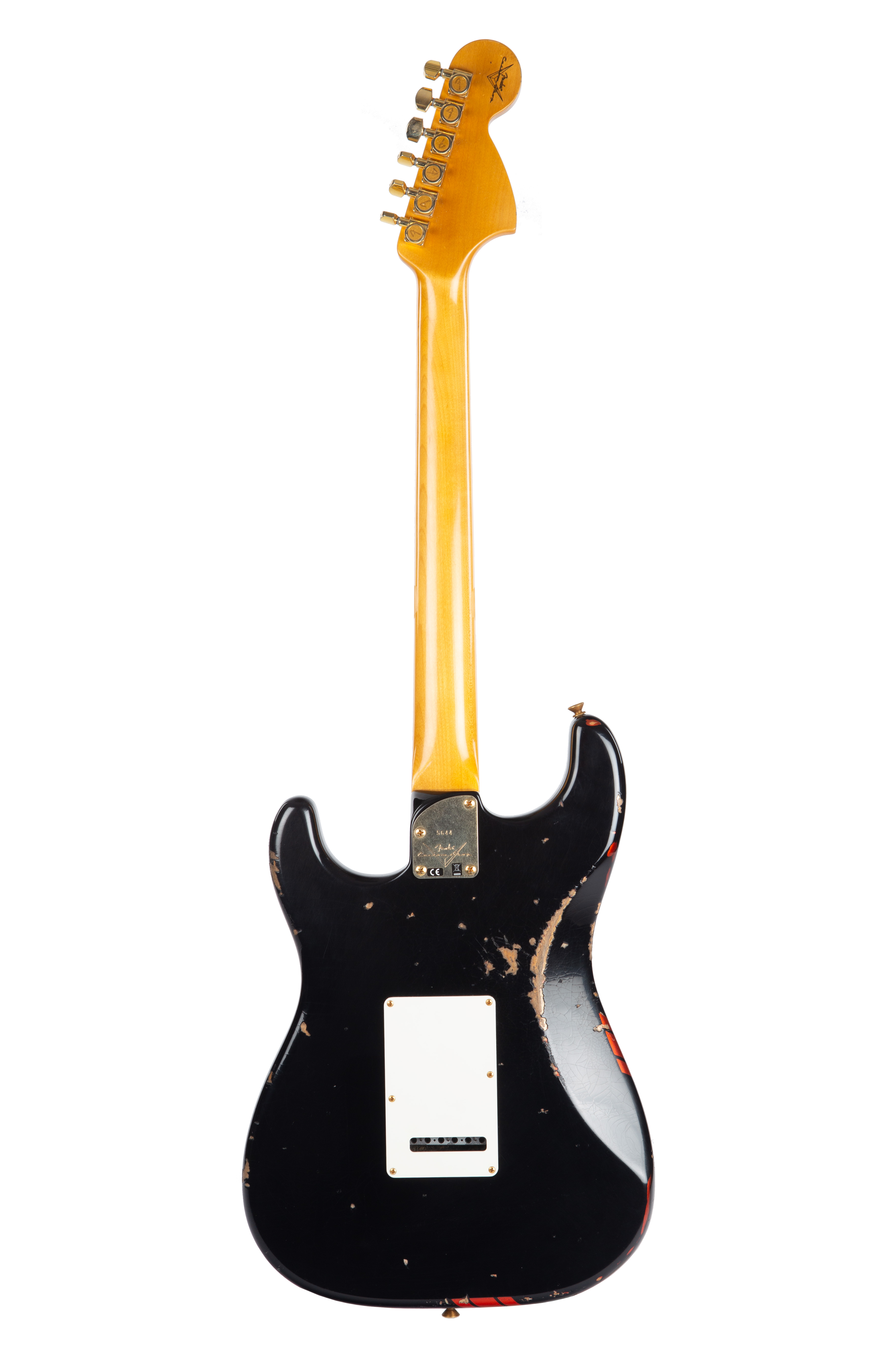 1966 Strat Rev. Headstock Black with Melon Candy Competition Stripes 1966 Strat Rev. Headstock Black with Melon Candy Competition Stripes