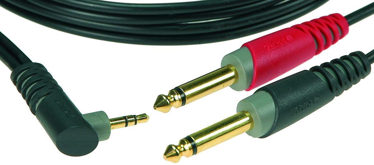 Y-Kabel Miniklinke gewinkelt - 2x Klinke 6,35mm
