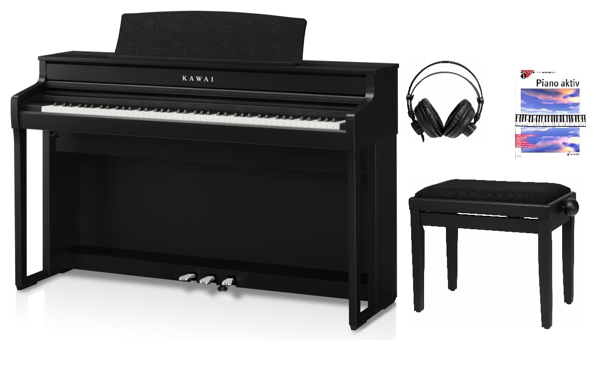 CA-501 B Set mit Klavierbank, Kopfhörer, Notenheft Schwarz matt