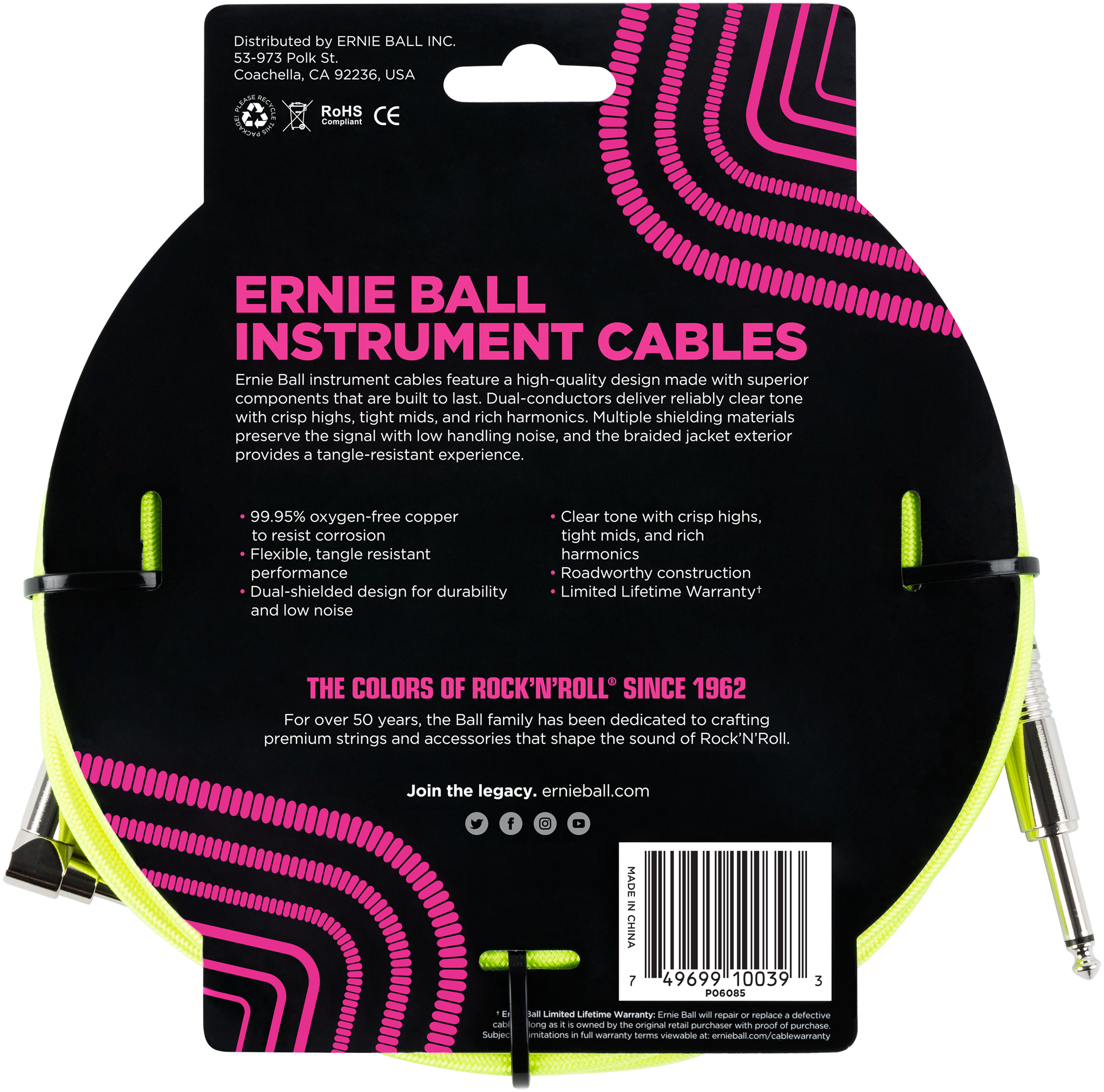 EB6085 Instrumentenkabel gelb 5,48m
