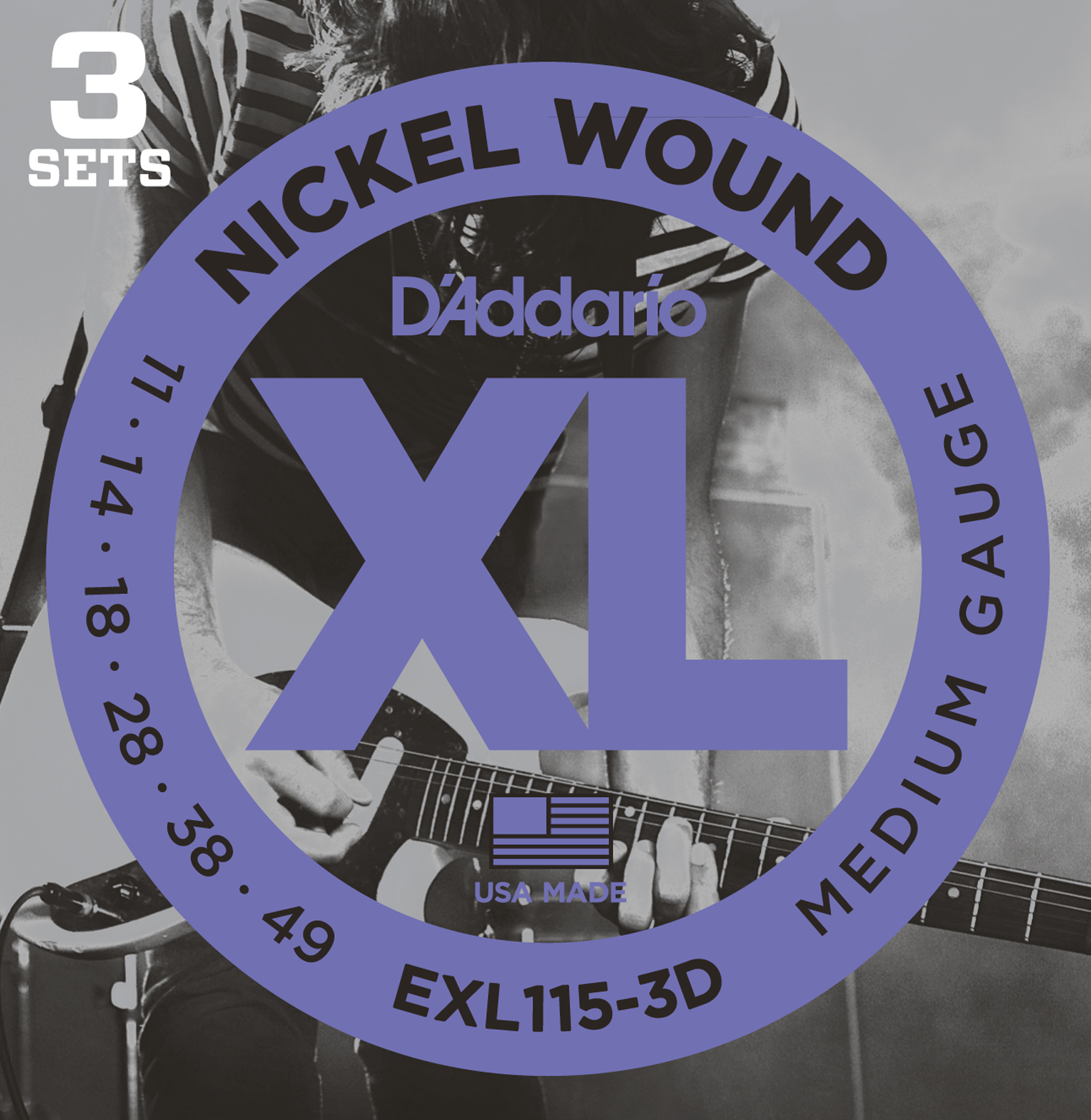 EXL 115-3D Nickel Wound Medium 11-49, 3er Pack