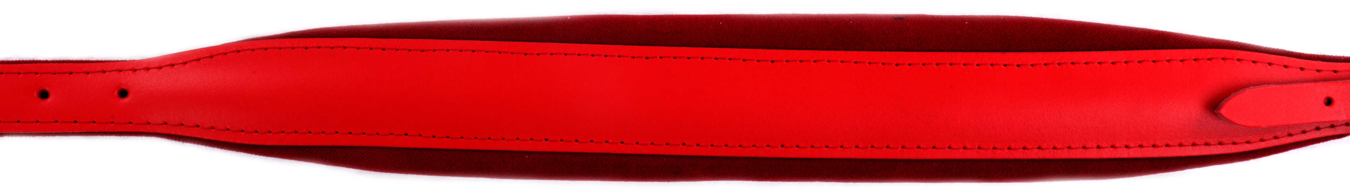 Akkordeon Trageriemen  Rindleder rot Rindleder und Samtpolster rot 7,5 cm Breit.
