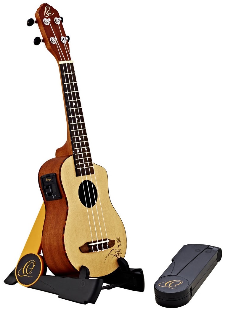 Tragbarer Ständer für Ukulele orange/schwarz Tragbarer Ständer für Ukulele orange/schwarz