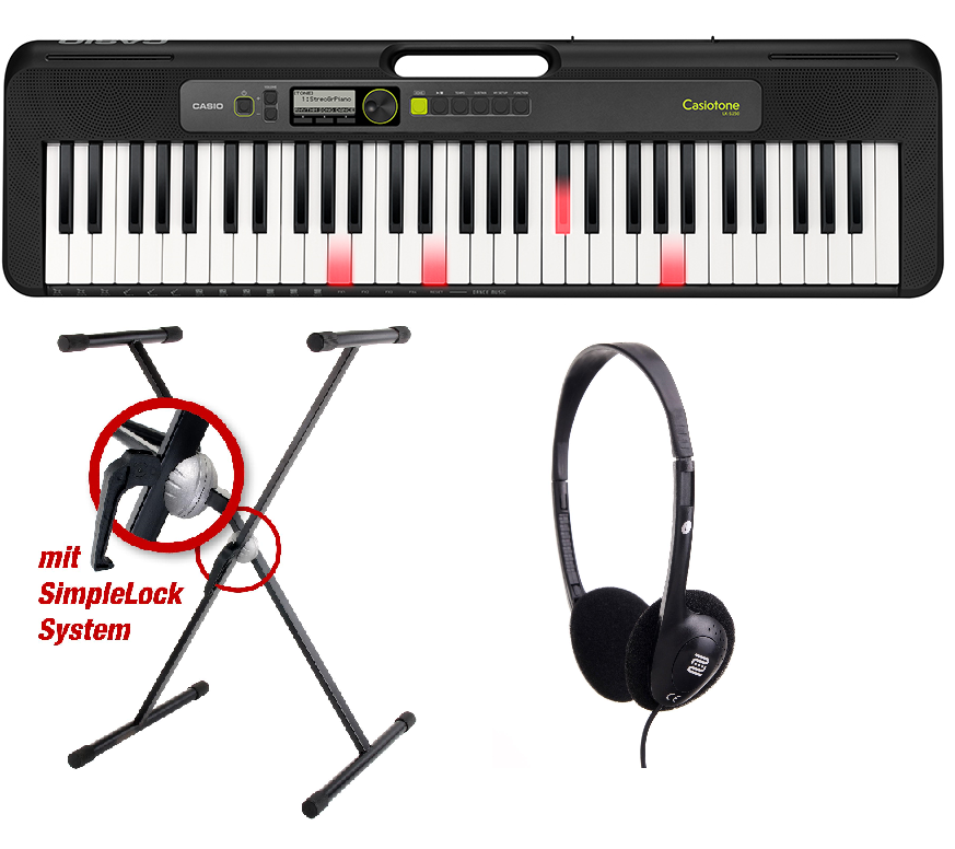 LK-S250 Set mit Stativ und Kopfhörer Leuchttastenkeyboard