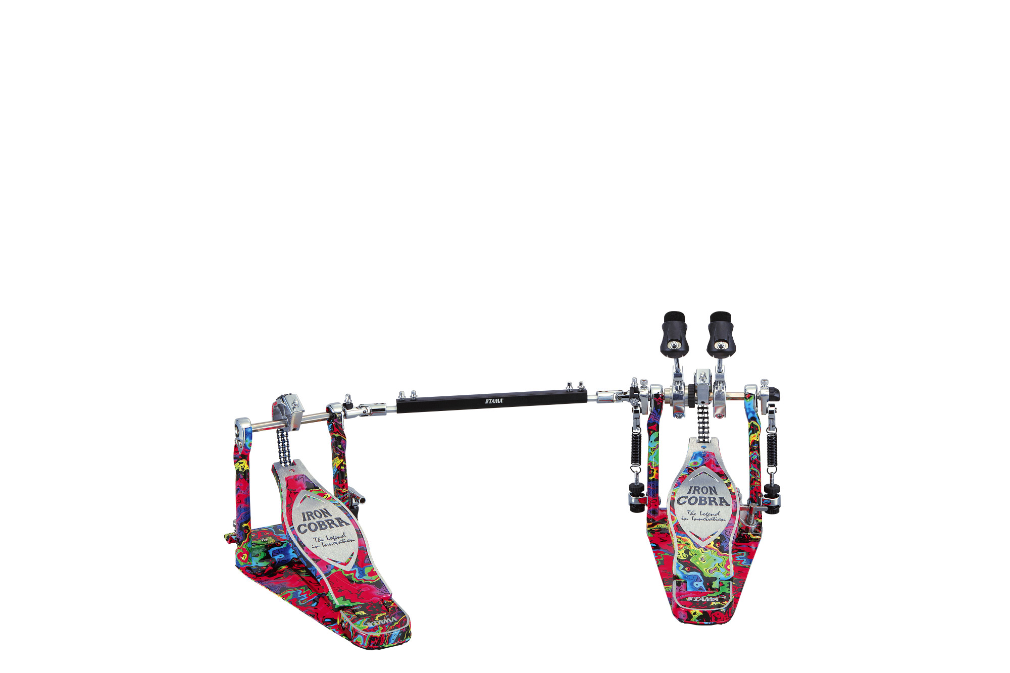 HP900PWMPR 50th Limited Iron Cobra Power Glide Twin Pedal - Marble Psychedelic Rainbow Finish