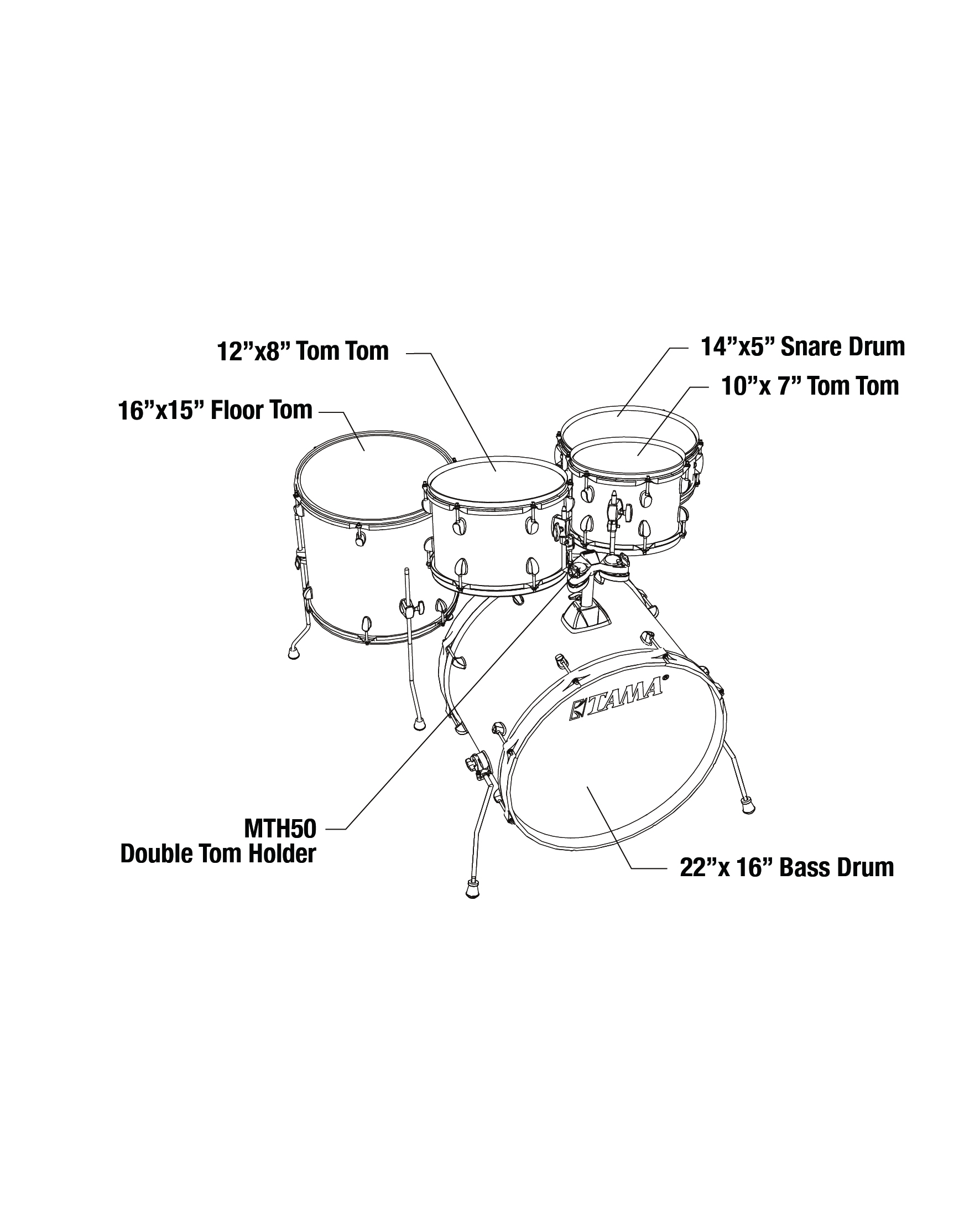 RM52KH6-GXS Rhythm Mate Drumset 5 teilig Galaxy Silver/Chrom Hardware