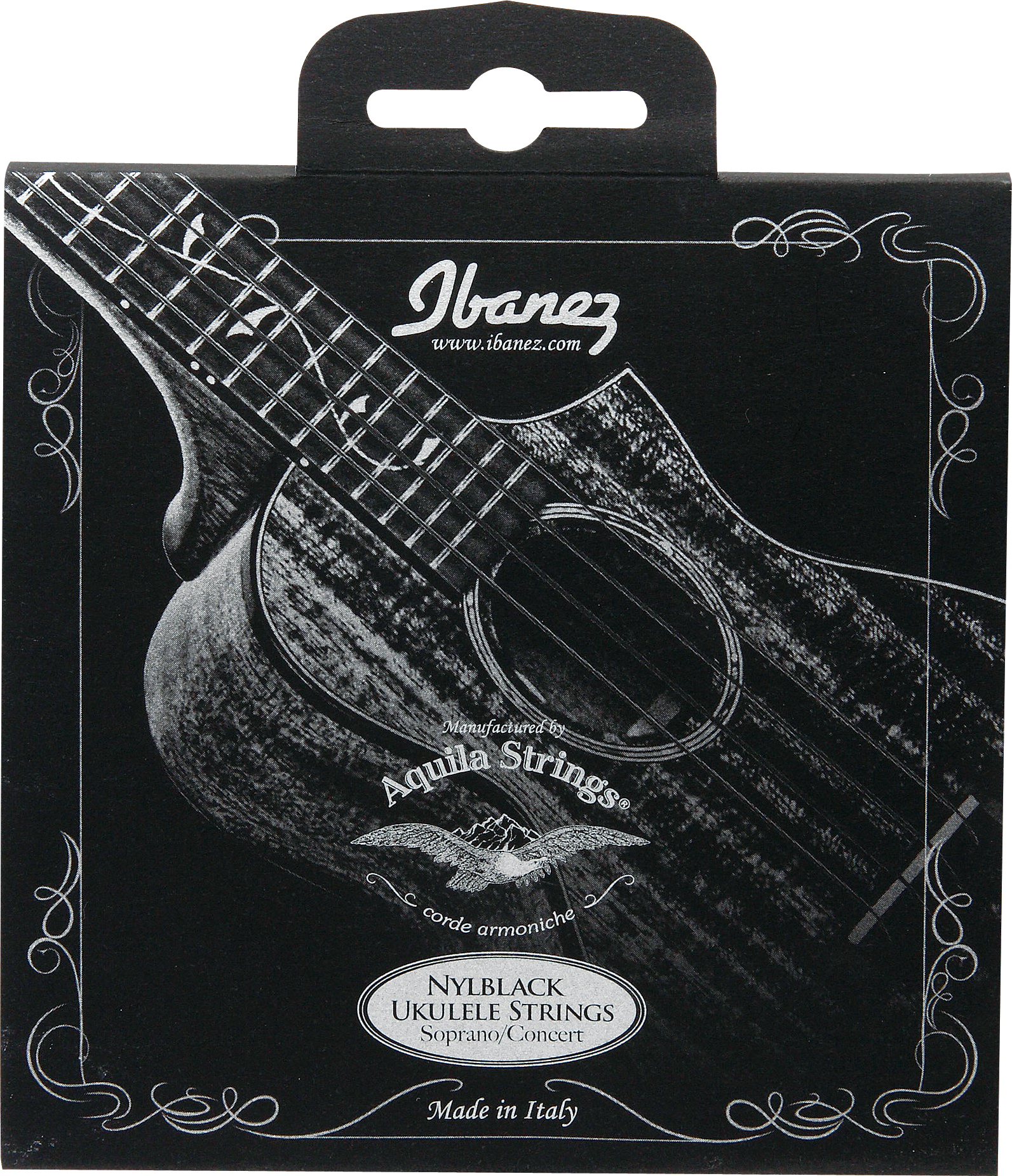 Saitensatz Ukulele Black Nylon by Aquila 4-Saiter Sopran, Konzert 24-26