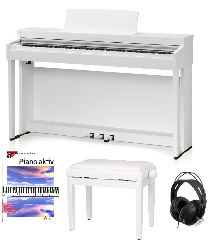 CN-201 W Set inkl. Klavierbank, Kopfhörer, Klavierschule Digitalpiano weiss matt