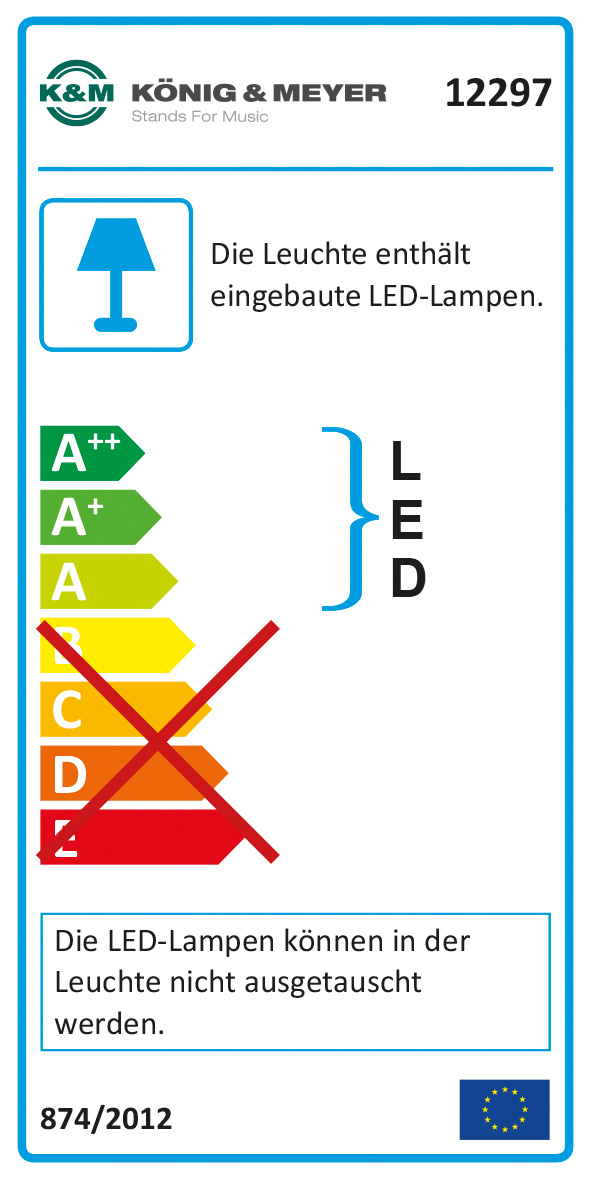 LED Pianoleuchte weiß 12 LEDs, mit Netzteil