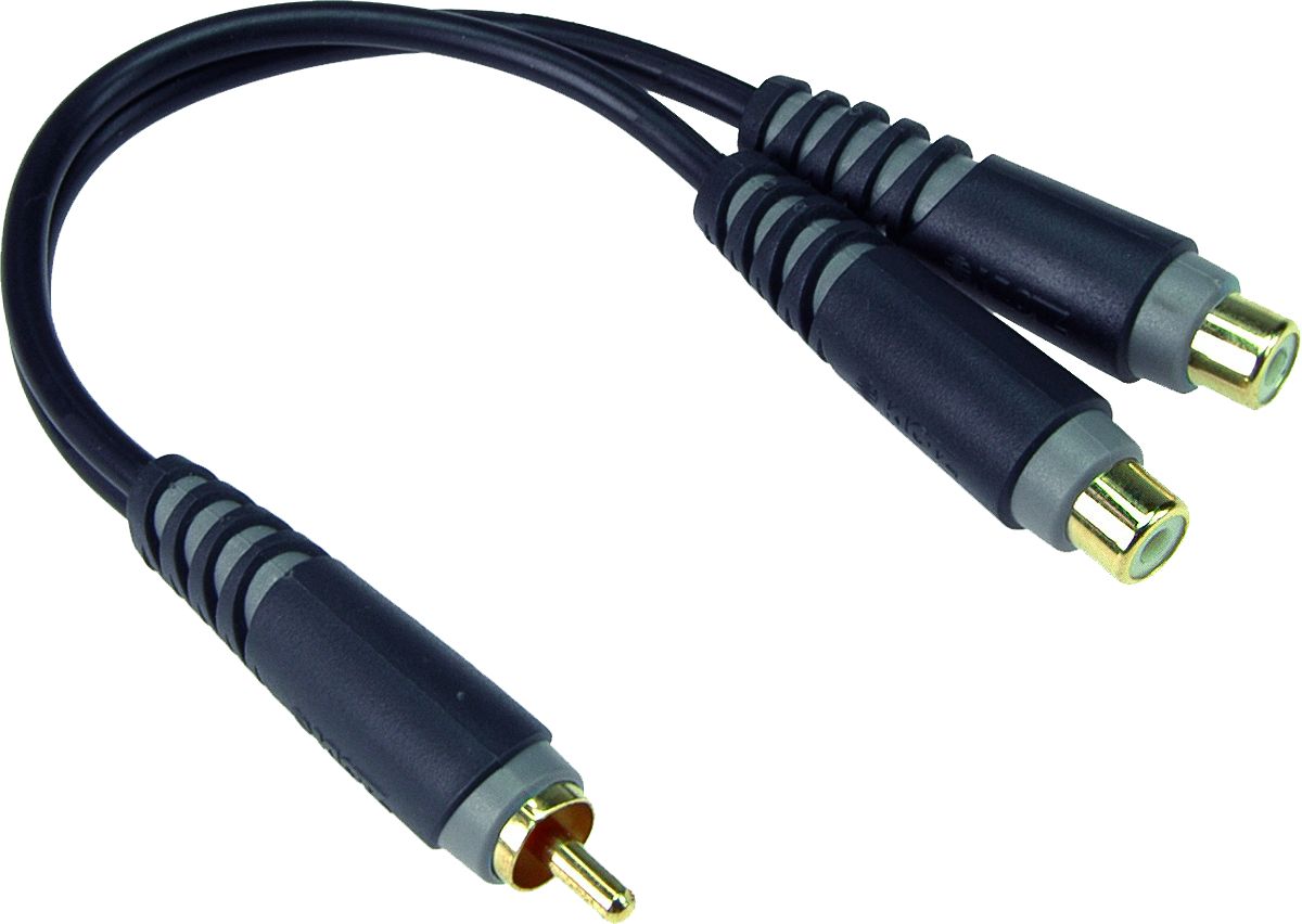 Y-Adapter Cinch (RCA) male - 2x Cinch (RCA) Female