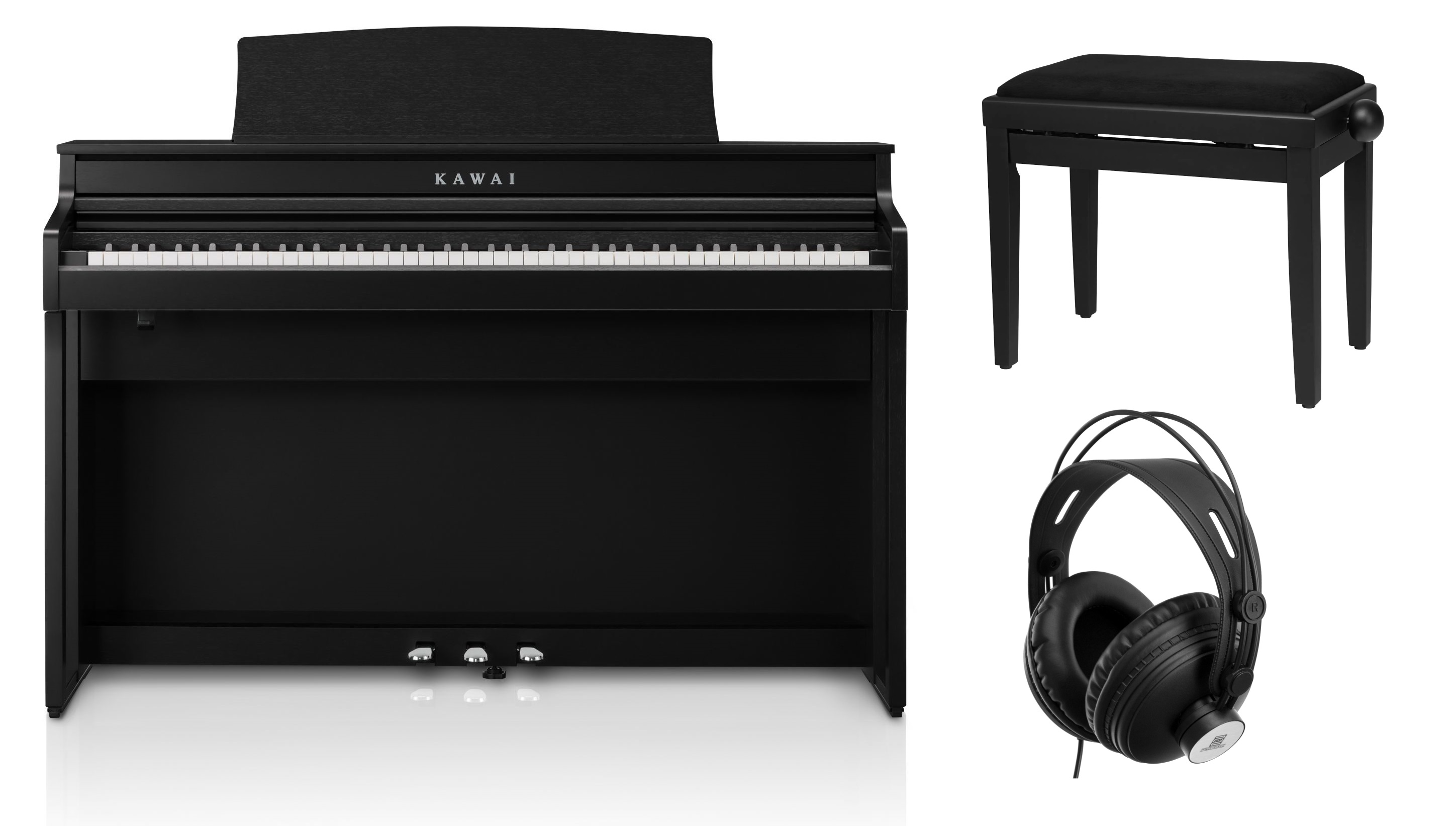 CA-401 B Set mit Klavierbank, Kopfhörer schwarz matt