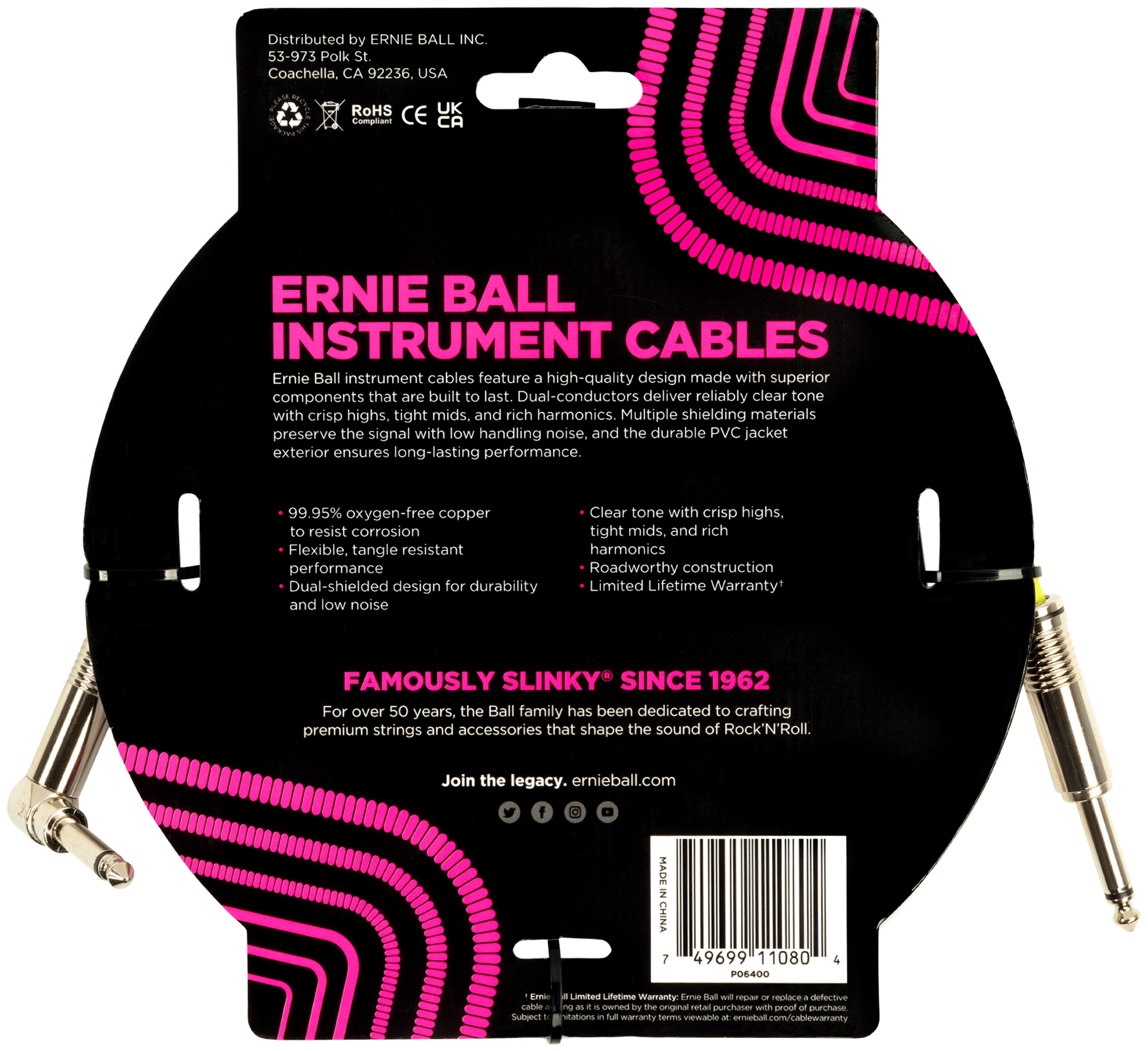 Instrumentenkabel gerade/gewinkelt weiß 4,57m