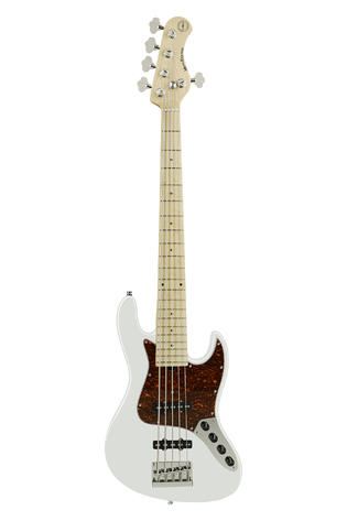 MetroExpress 21-Fret Vintage J/J Bass, 5-String Solid Olympic White High Polish