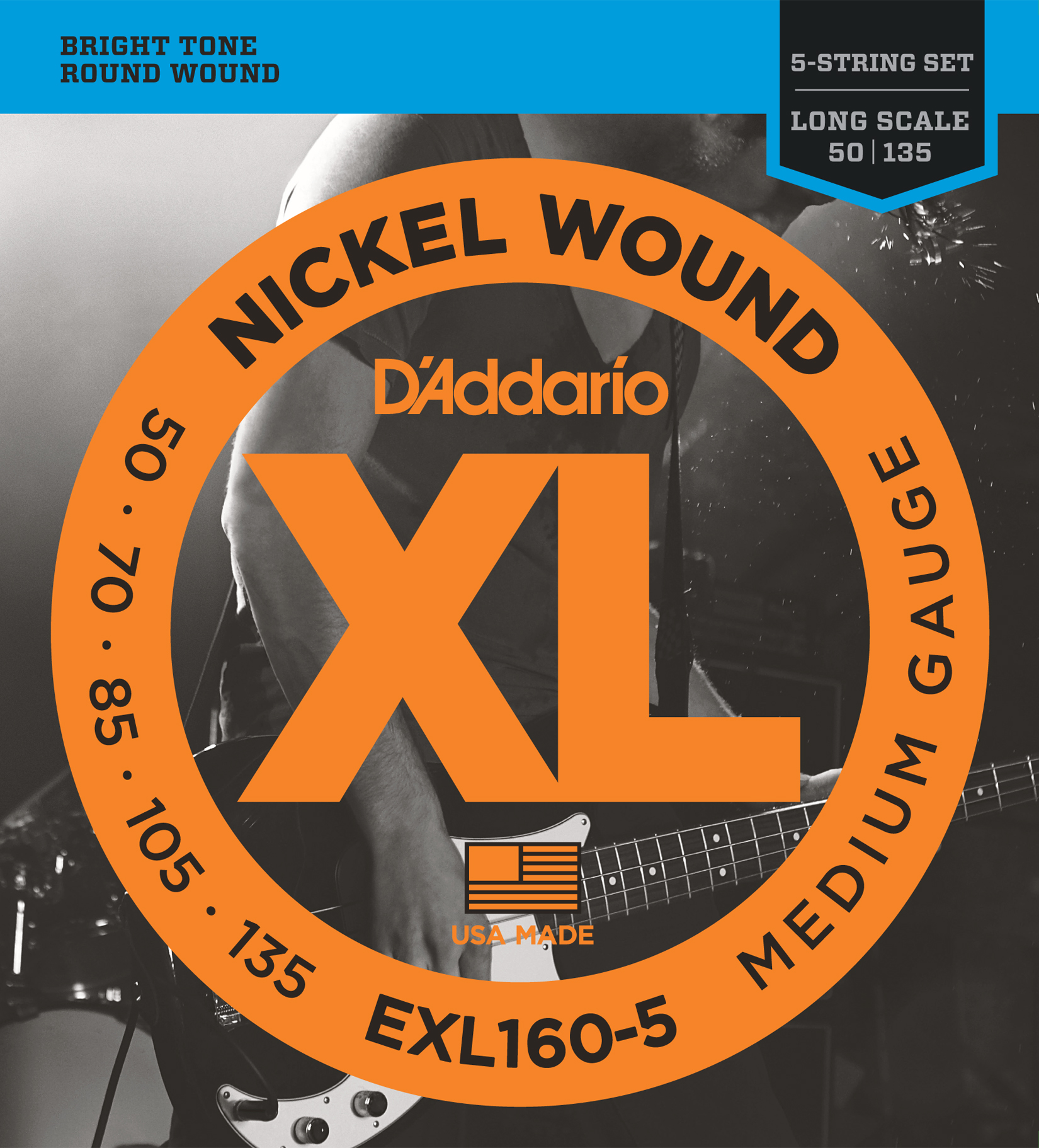 EXL160-5 Nickel Round Wound 5-string long scale, 050.070.085.105.135